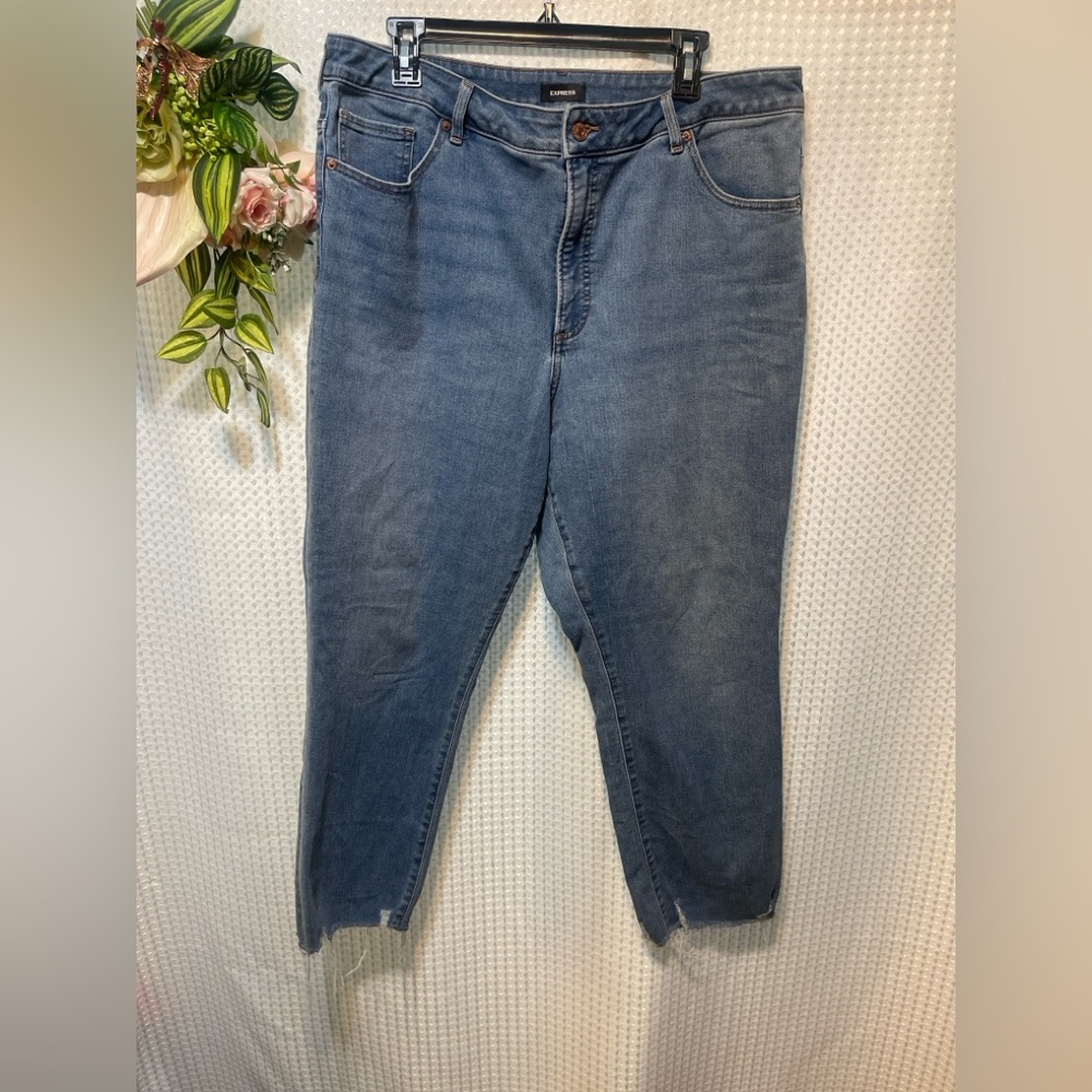 Express Slim Ankle High Rise Distressed Womens Stretch Jeans 16